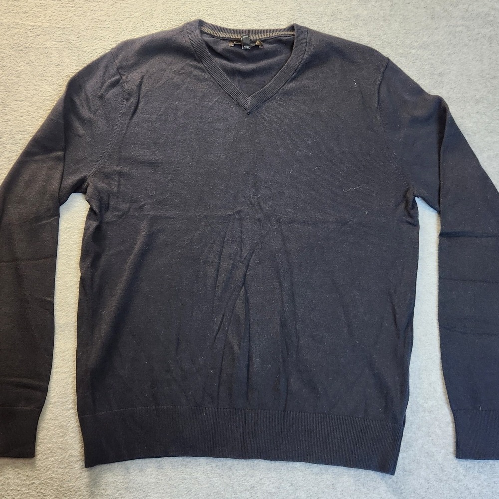 Banana Republic Luxe Yarn Sweater Mens M Navy V Neck Cotton Silk Cashmere